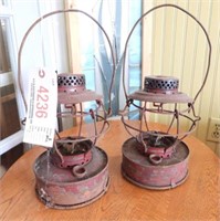 Pair of Handlan antique railroad lanterns
