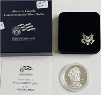 PROOF LINCOLN SILVER DOLLAR W BOX PAPERS
