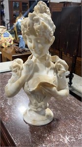 Alabaster Bust of Lady Reading