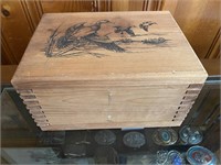 Vintage Wood-Burning of Ducks on Wood Box