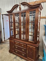 2 piece lighted china cabinet.  Made In Taiwan.