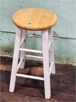 Wooden Stool with White Legs