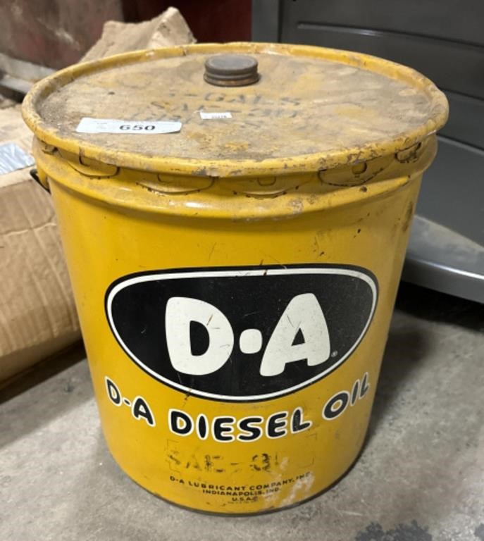 Vtg D•A Diesel Oil Advertising 5gal Bucket.