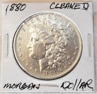 COIN - CLEANED 1880 MORGAN SILVER DOLLAR