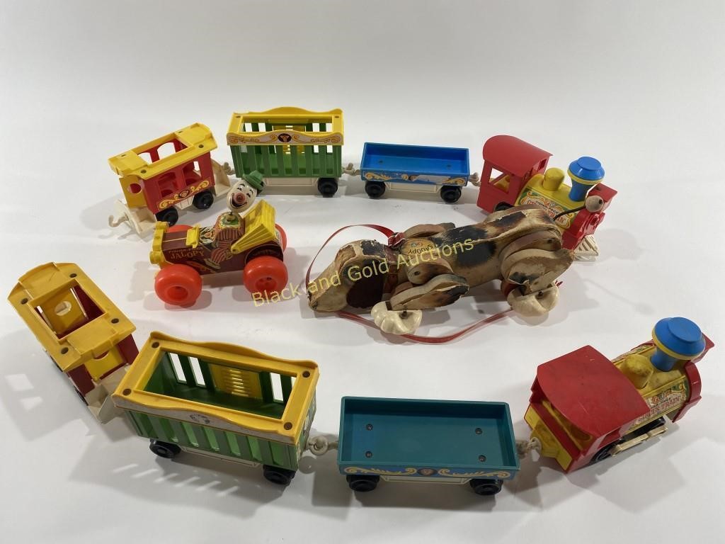 VTG Fisher Price Toys: Snoopy, Jalopy & Trains