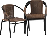 4 Pack Medium Brown Rattan Chair