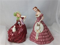 Set of two Vintage Hand Painted Ceramic Dressed