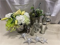 Lot of 11 Silver Vases & Decor Items