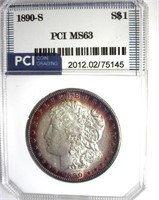 1890-S Morgan PCI MS63 Purple Rim