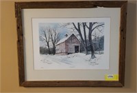 SIGNED BARN PRINT BY JERRY BAUM