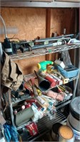 Metal shelf w/tools and more