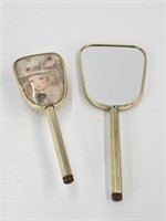 GOLD TONE DRESSER BRUSH & MIRROR - 11.5"