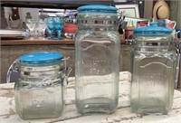3 Piece Set of Glass Kitchen Canisters with