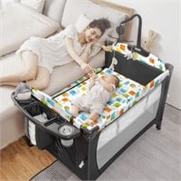 5-in-1 Pack and Play, Baby Bassinet Bedside Sleepe
