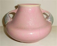 early Roseville pottery vase w/label has crack