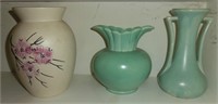 3 pcs. vintage art pottery vases