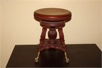 18.5 INCH HIGH GLASS BALL CLAW FOOT PIANO STOOL
