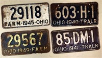 4pcs- 1940s OH license plates