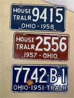 3 pcs- 1950s OH license plates