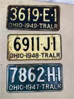 3pcs- 1940s OH license plates