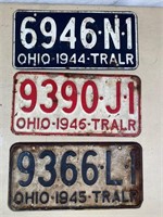 3 pcs- 1940s OH license plates