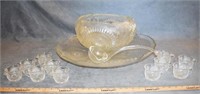 1940s EAPG HORSESHOE RADIANT DAISY PUNCH BOWL SET