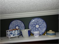 Six Pieces Blue & White Dshes Over Doorway