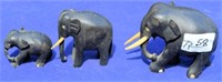 3 Ebony Elephants - some tusks missing