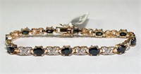 Sterling Blue Sapphire Bracelet 11 Grams 6 3/4"