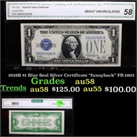 1928B $1 Blue Seal Silver Certificate "funnyback"