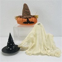 Halloween decorations. Soft plush pumpkin. Black