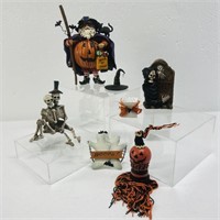Variety of small Halloween decorations. Pumpkin