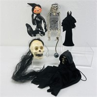 Halloween decorations. Skeleton with black and