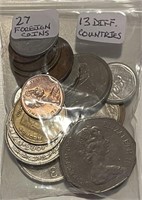 27 Foreign Coins 13 Different Countries