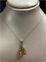 Pear Cut Natural 6.05 ct Golden Citrine Pendant