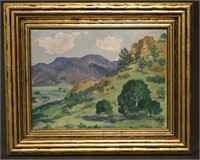 Maxine Lewis Colorado Landscape. Oil on Board.