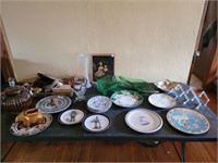 Large assortment of plates, glass, pottery
