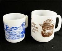 Vintage milk glass coffee mugs including a Glasbak
