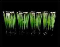 Set of 4 vintage green beverage glasses