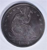 1870 SEATED HALF DOLLAR XF NICE