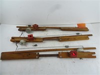 Lot of 3 Vintage Wood Ice Fishing Tip-Ups