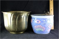Brass & Porcelain Planter