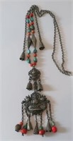 Antique Tibetan silver coral turquoise necklace