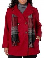 LONDON FOG Women's Double Breasted Peacoat with Sc