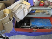 tool box w/tools, carpenter apron