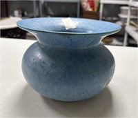 Signed Merrie 1989 Blue Pottery Vase