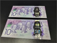 2 Special Issue Canadian 10$ Notes 2017