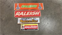 4 X VINTAGE RALEIGH BICYCLE STICKERS