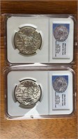 2 X 1966 ROUND 50C SILVER PIECES IN CASES