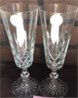 2- 24% Lead Crystal Wine Goblets Crystal Clear